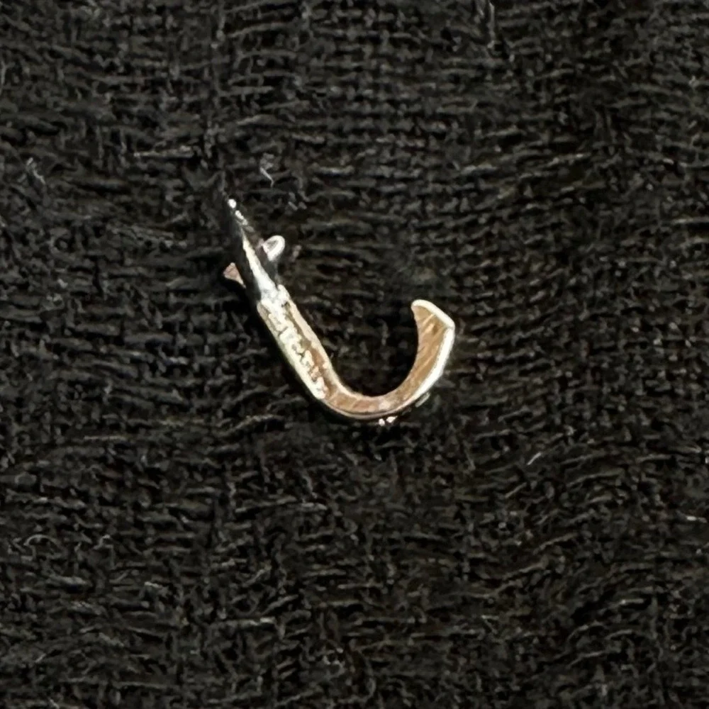 Sterling Silver Tie Tack Initial J  Mens Striped Etched